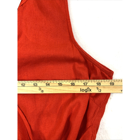 Womens Shorts Jumpsuit Size Medium Red Wrap 1 Piece Romper Linen Blend NWT - Picture 7 of 12